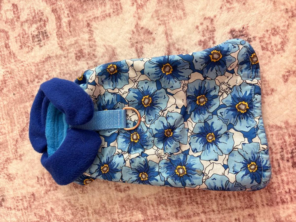 Blue floral dog coat with D Ring