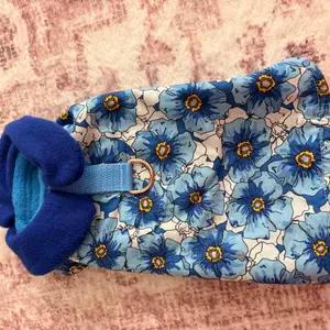 Blue floral dog coat with D Ring thumbnail 1