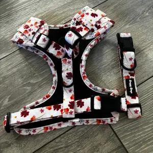 Medium dog harness and collar- floral thumbnail 2