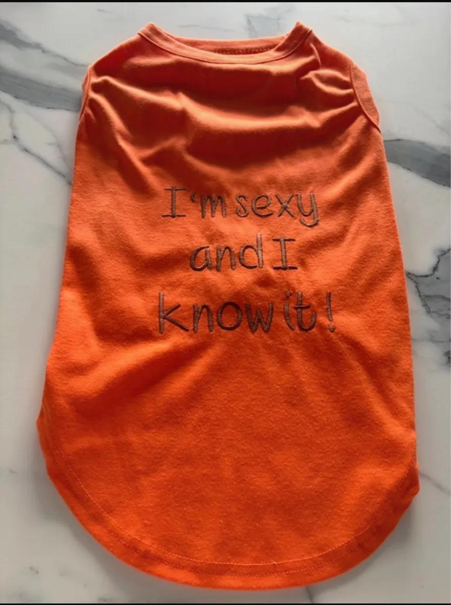 Dog T-Shirt orange with I’m Sexy and I know it !